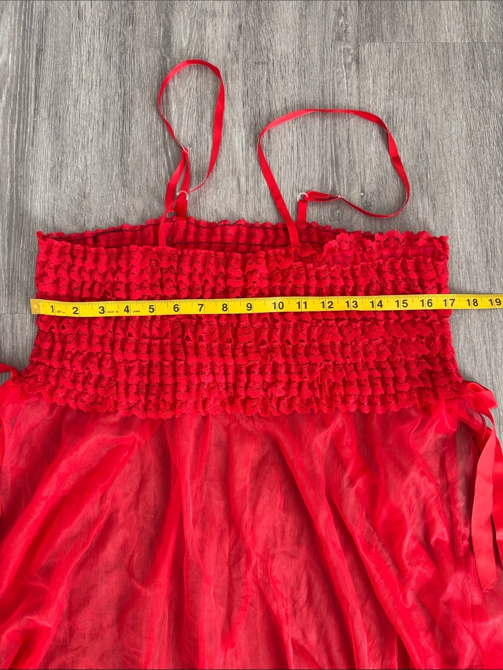 Red Sheer Ruffled Slip Dress - Picture 6 of 7